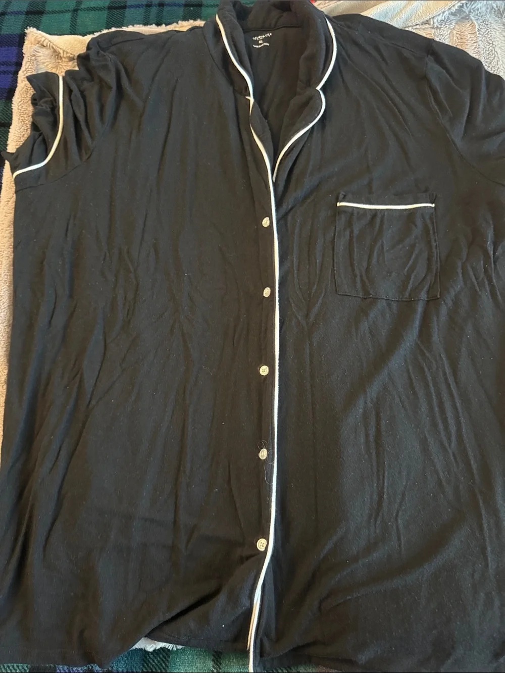 Alfani Black Short-Sleeve Pajama Set with White Piping